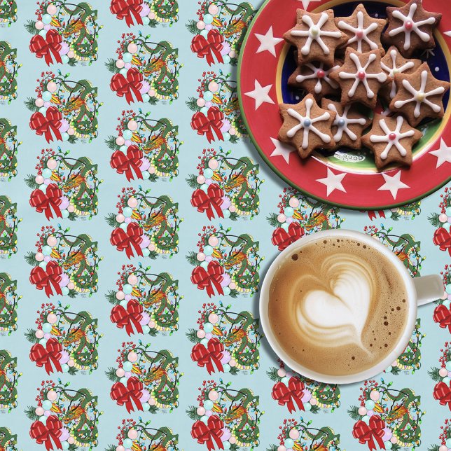 Fantasy Chinese Dragon Christmas Wreath Fantasy Tablecloth (Creator Uploaded)