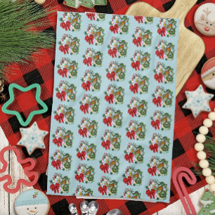 Fantasy Chinese Dragon Christmas Wreath Fantasy Tea Towel