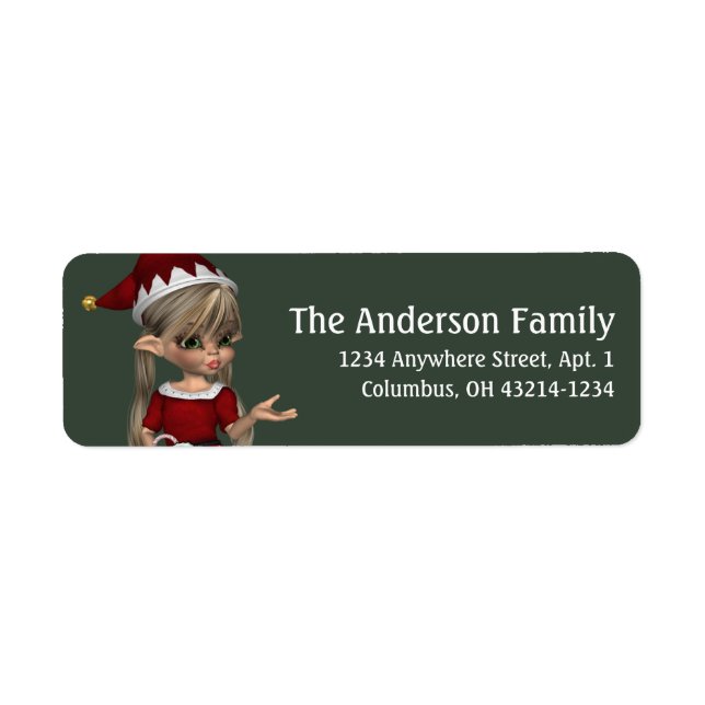 Fantasy Christmas Elf Address Label - blonde (Front)