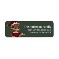Fantasy Christmas Elf Address Label - red hair