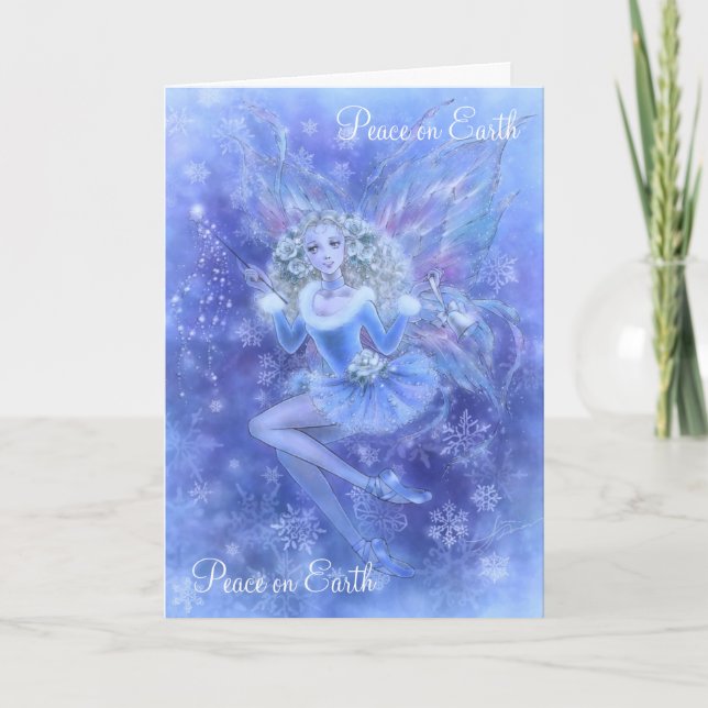 Fantasy Christmas Greeting Card - Blue Fairy (Front)