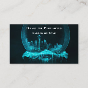 Fantasy City in a Snowglobe with a Blimp Business Card