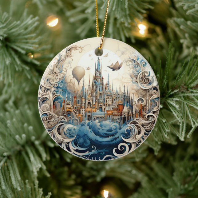 Fantasy City Stained Glass Ceramic Tree Decoration (Tree)