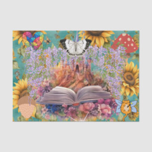 Fantasy Clipart Collage Castle Floral Butterfly Tissue Paper