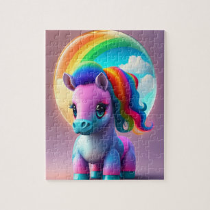 Fantasy Colourful Baby Pony With Rainbow, Pony Jigsaw Puzzle