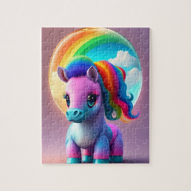 Fantasy Colourful Baby Pony With Rainbow, Pony Jigsaw Puzzle (Vertical)