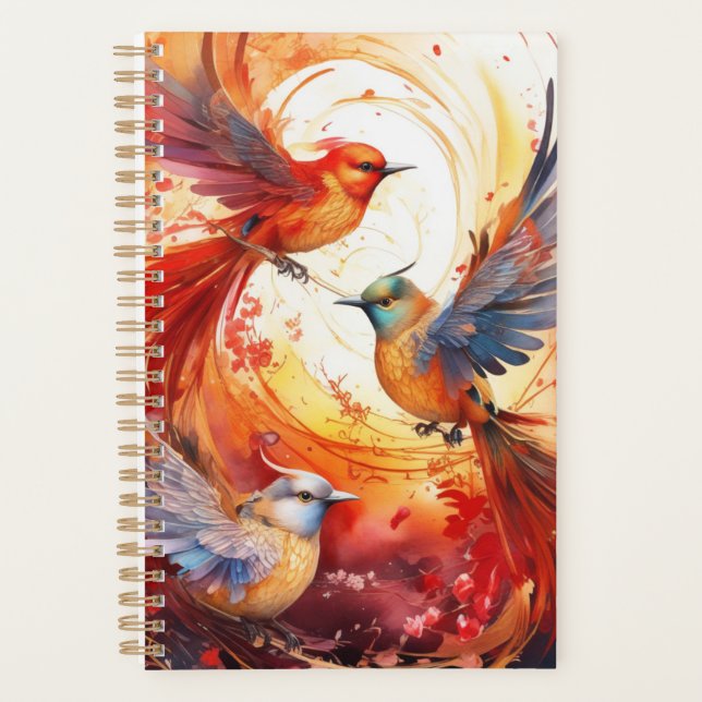 Fantasy Colourful Bird  Planner (Front)