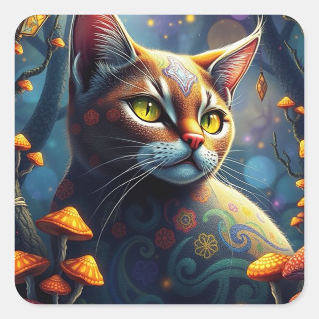 Fantasy Colourful Cat Stickers (Front)