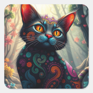 Fantasy Colourful Cat Stickers
