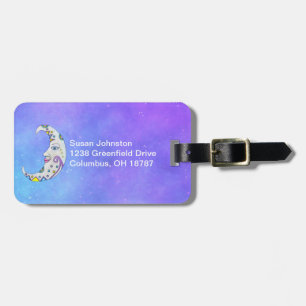 Fantasy Colourful Crescent Moon With Face Sky Luggage Tag