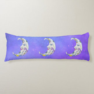 Fantasy Colourful Moon With Pretty Faces Purple Sk Body Cushion