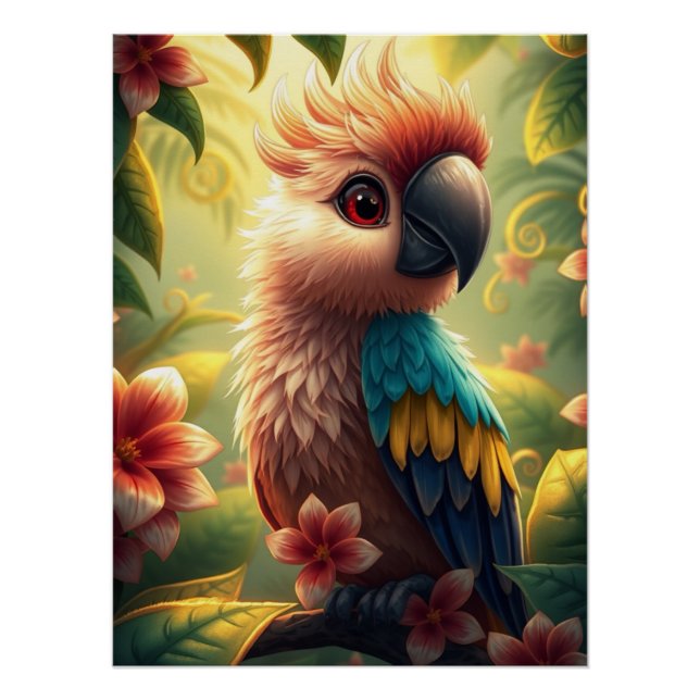 Fantasy Colourful Parrot  Poster (Front)