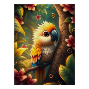 Fantasy Colourful Parrot Poster