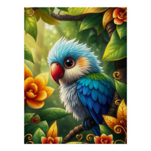 Fantasy Colourful Parrot Poster