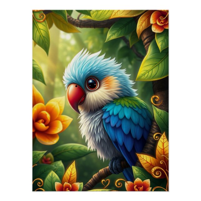 Fantasy Colourful Parrot  Poster (Front)