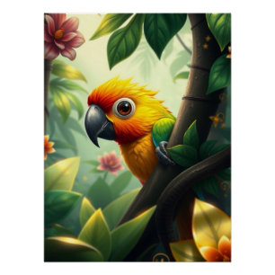 Fantasy Colourful Parrot Poster
