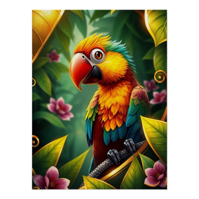 Fantasy Colourful Parrot  Poster (Front)