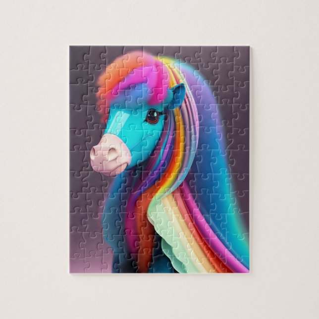 Fantasy Colourful Pony With Rainbow Colours, Pony Jigsaw Puzzle (Vertical)