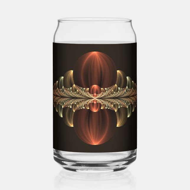 Fantasy Construction Shiny Abstract Fractal Art Can Glass (Front)