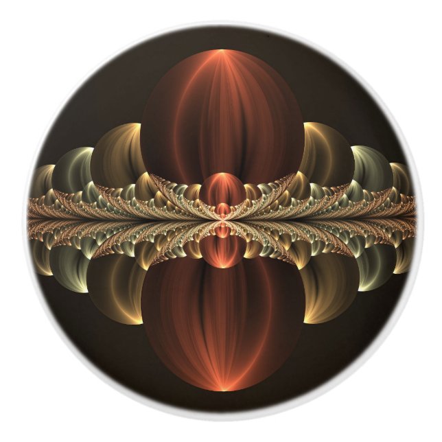 Fantasy Construction Shiny Abstract Fractal Art Ceramic Knob (Front)