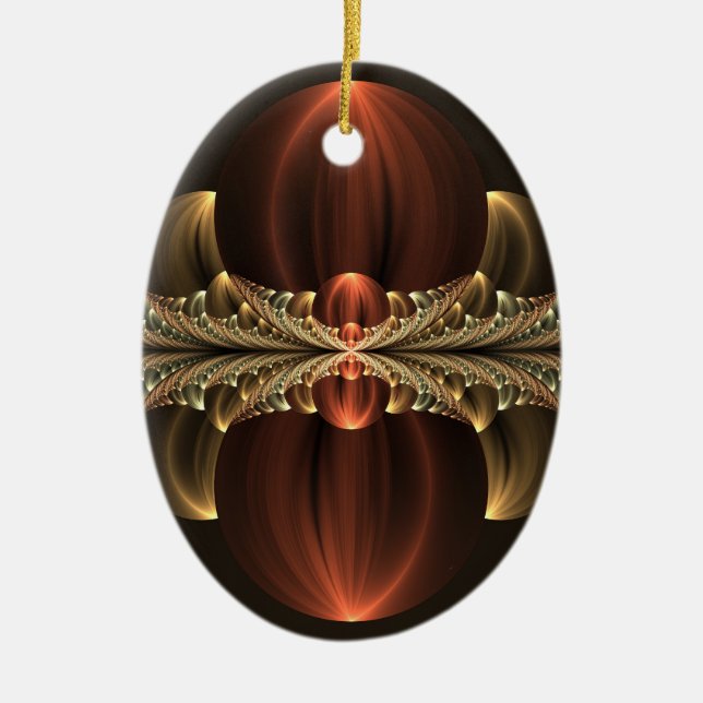 Fantasy Construction Shiny Abstract Fractal Art Ceramic Tree Decoration (Front)