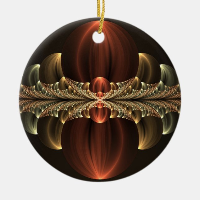 Fantasy Construction Shiny Abstract Fractal Art Ceramic Tree Decoration (Front)