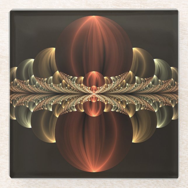 Fantasy Construction Shiny Abstract Fractal Art Glass Coaster (Front)
