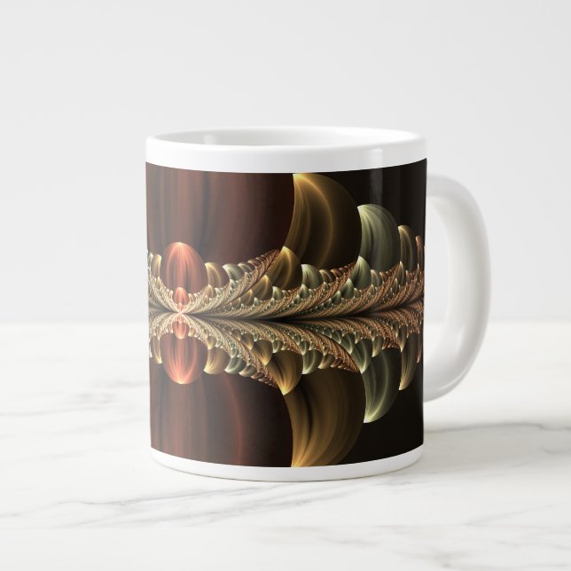 Fantasy Construction Shiny Abstract Fractal Art Large Coffee Mug (Front Right)
