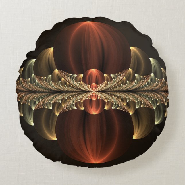Fantasy Construction Shiny Abstract Fractal Art Round Cushion (Front)