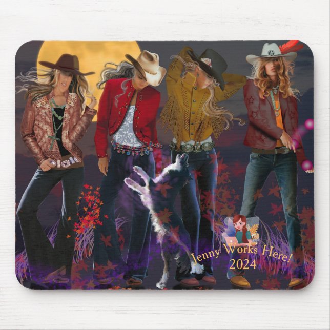 Fantasy Cowgirl, Personalised Logo, Mousepad (Front)