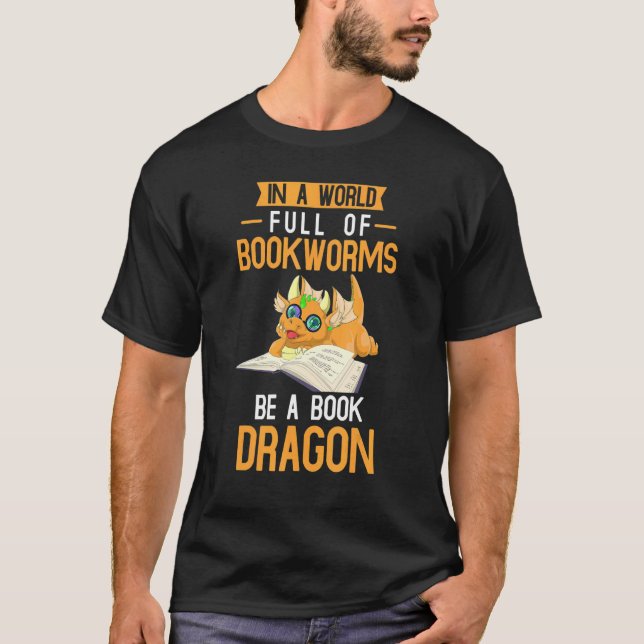 Fantasy Creature Library Bookworm Reading  Book Dr T-Shirt (Front)
