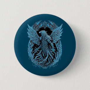 Fantasy Creature   Mediaeval Eagle 6 Cm Round Badge