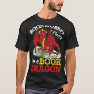 Fantasy Creature Reading Bookworm Book Dragon T-Shirt