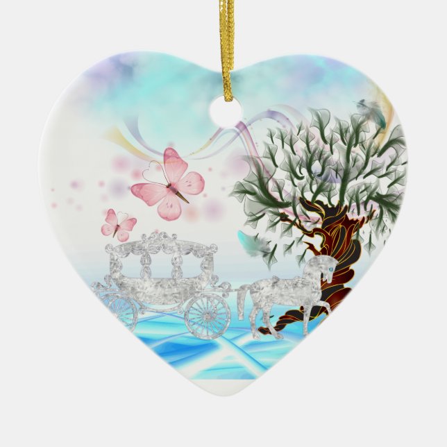 Fantasy Crystal Horse Carriage Ceramic Tree Decoration (Front)