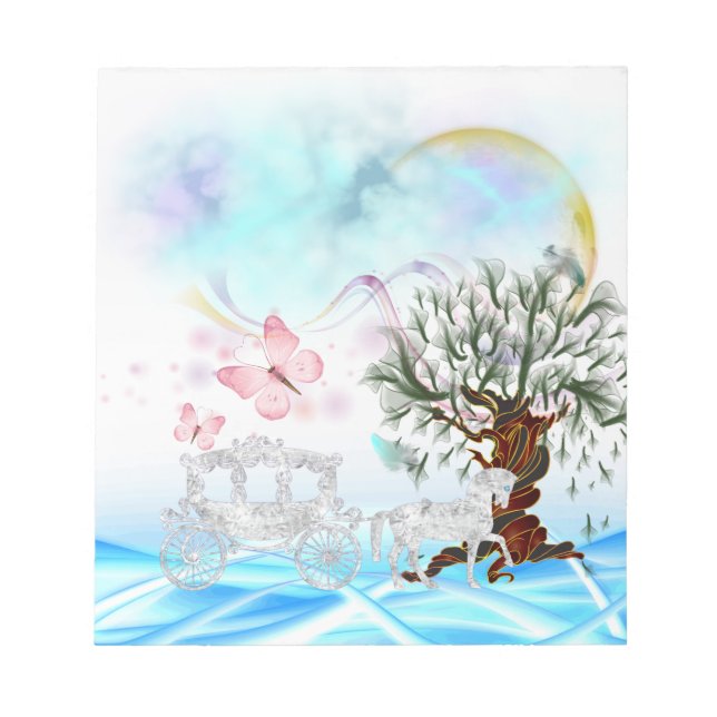 Fantasy Crystal Horse Carriage Notepad (Front)