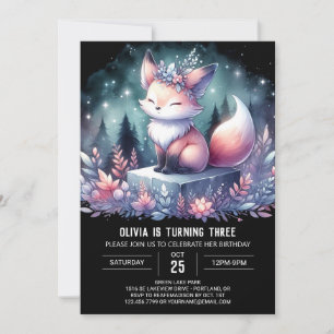 Fantasy Custom Fox Birthday digital Invitation