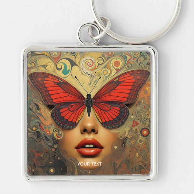 Fantasy Cute Abstract Butterflies Eyes Key Ring (Front)