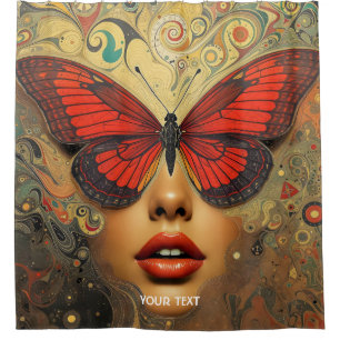 Fantasy Cute Abstract Butterflies Eyes Shower Curtain