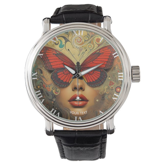 Fantasy Cute Abstract Butterflies Eyes Watch (Front)