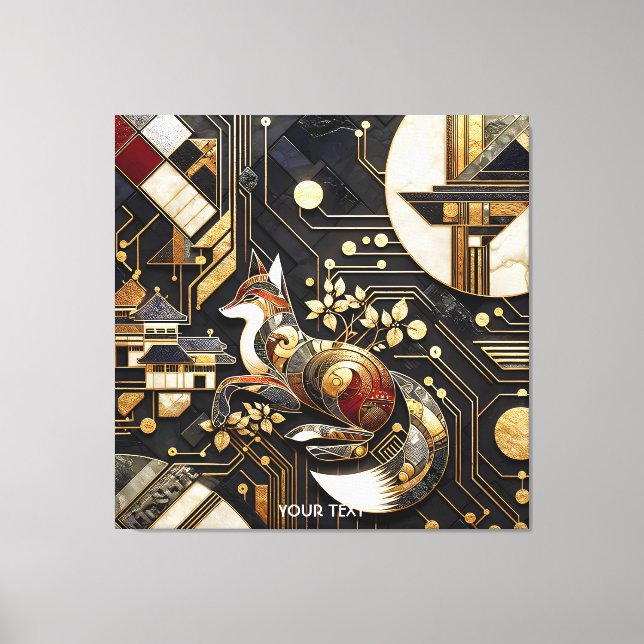Fantasy Cute Abstract Fox Art Canvas Print (Front)