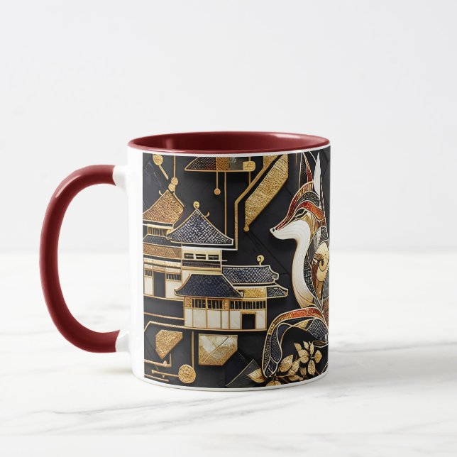 Fantasy Cute Abstract Fox Art Mug (Left)