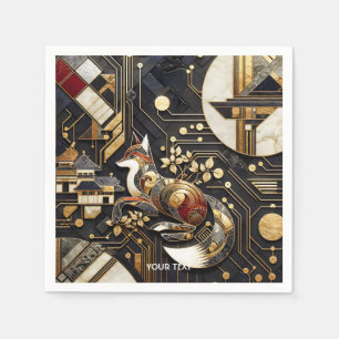 Fantasy Cute Abstract Fox Art Napkin