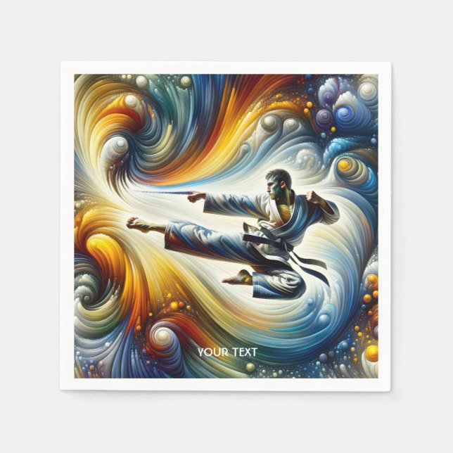 Fantasy Cute Abstract Karate Drawing Napkin (Front)