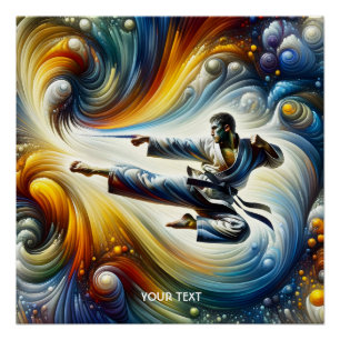 Fantasy Cute Abstract Karate Drawing Poster