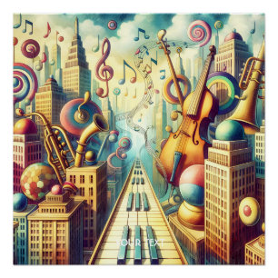 Fantasy Cute Abstract Music City Poster