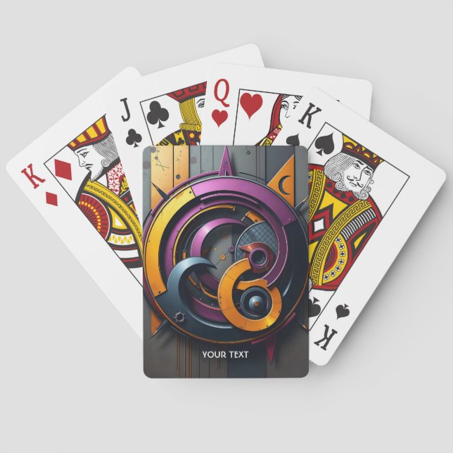 Fantasy Cute  Abstract Orange Purple Playing Cards (Back)