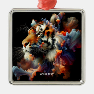 Fantasy Cute Abstract Tiger Head Metal Tree Decoration