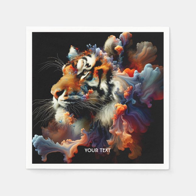 Fantasy Cute Abstract Tiger Head Napkin (Front)