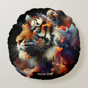 Fantasy Cute Abstract Tiger Head Round Cushion