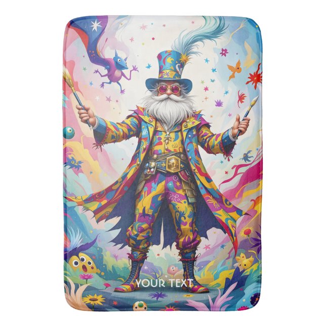 Fantasy Cute Abstract Vibrant Painter Bath Mat (Front Vertical)